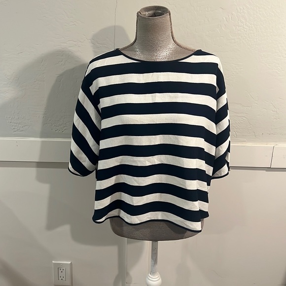 Zara Tops - Zara blue and white striped blouse, size XL